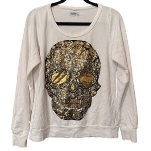 Lauren Moshi Gold Foil Skull Print Pullover